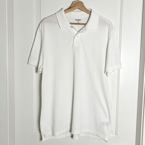 Old Navy Go-Dry White Polo Shirt – Classic Preppy Athleisure, Men’s Large